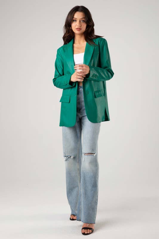 House of E ATL LLC - Wholesale Blazer - Women's - Vegan Leather Oversized Blazer  -HOEA7917