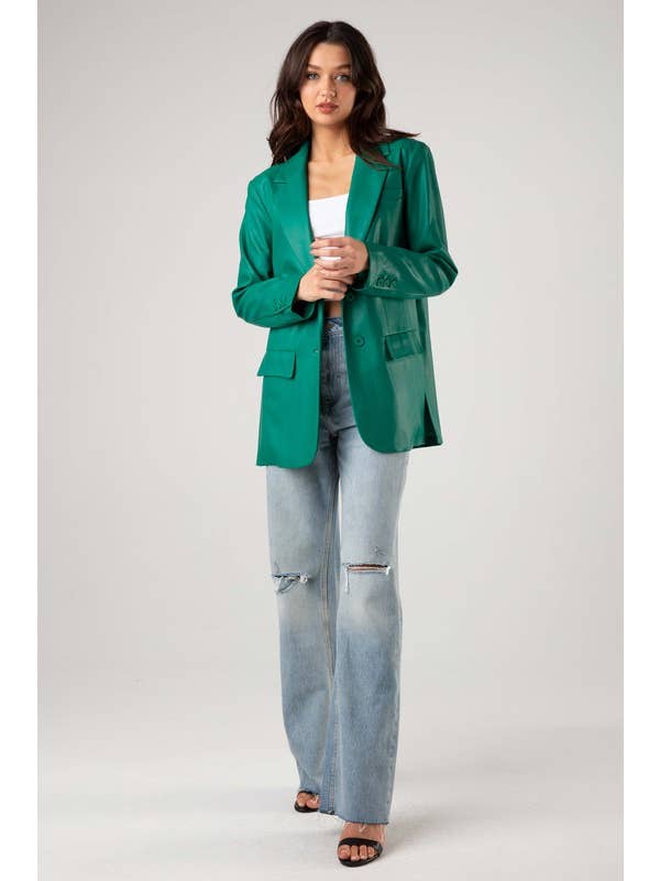 House of E ATL LLC - Wholesale Blazer - Women's - Vegan Leather Oversized Blazer -HOEA7917