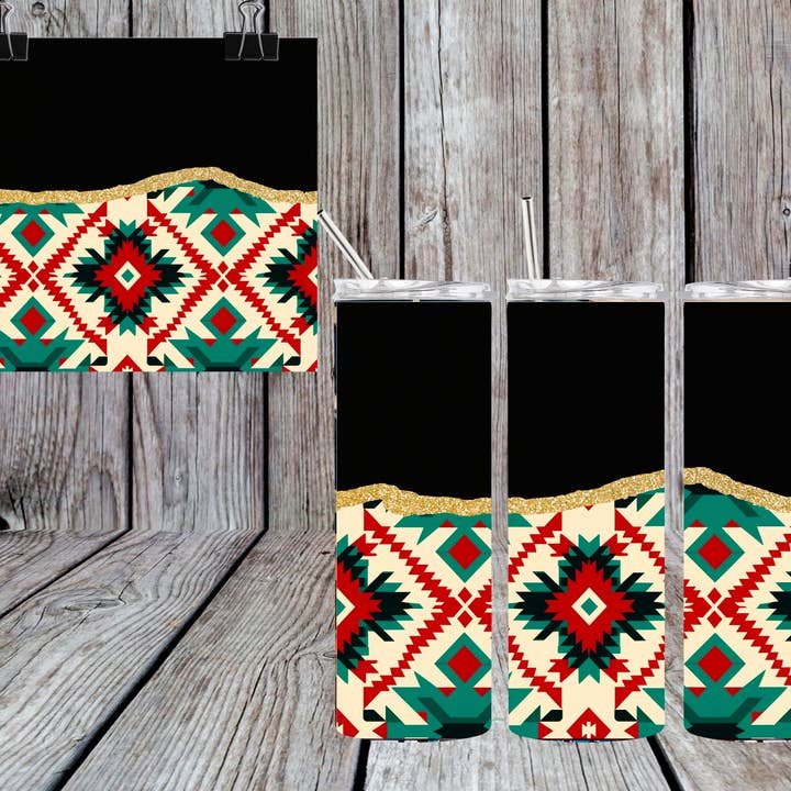 AZTEKEN/ZWARTE BEKER
voor wholesale door Bull Riders Mama & Co. Tumblers