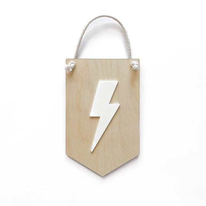 Lightning Bolt Hanging Sign, Kids Nursery Room Decor for wholesale by 97 Design Co.