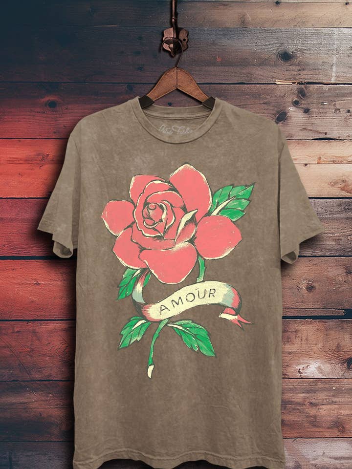 Lotus Fashion Collection - Wholesale Screen Printed T-Shirt - Women's - Amour Rose Graphic Top