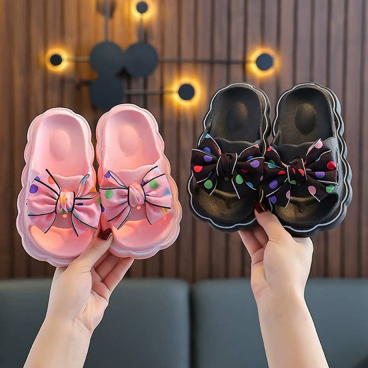 Little Trendy - Wholesale Sandals - Kids - Girls' sweet bow soft beach sandals non-slip home slippers
