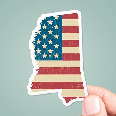 Mississippi American Flag Sticker Vinyl Decal for wholesale by CJ's Sticker Shop