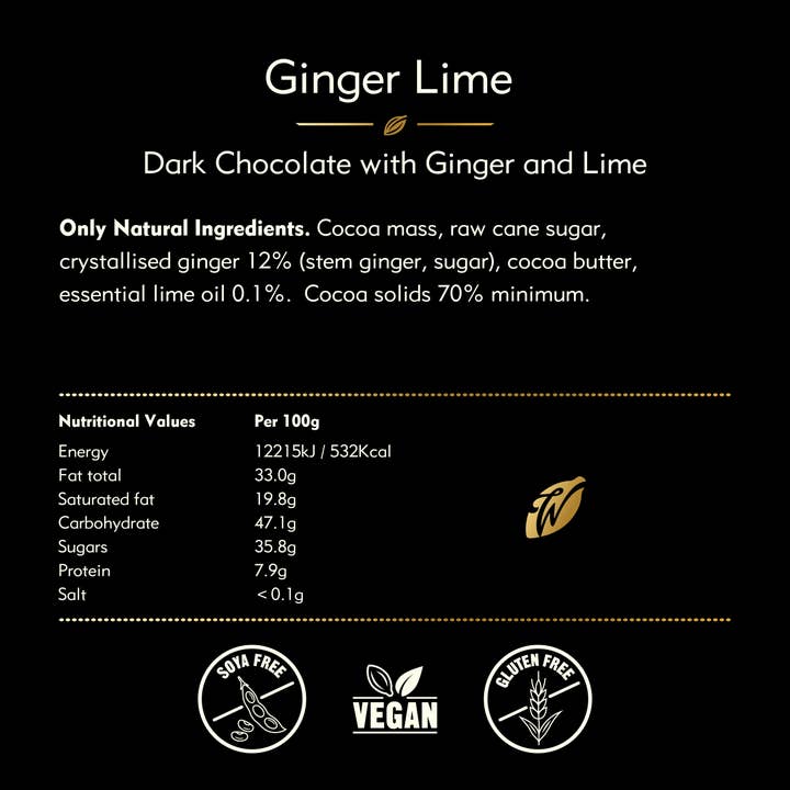 Willie's Cacao USA - Wholesale Chocolate Bar - Ginger Lime. Dark Chocolate bar w. Ginger & Lime. Vegan4