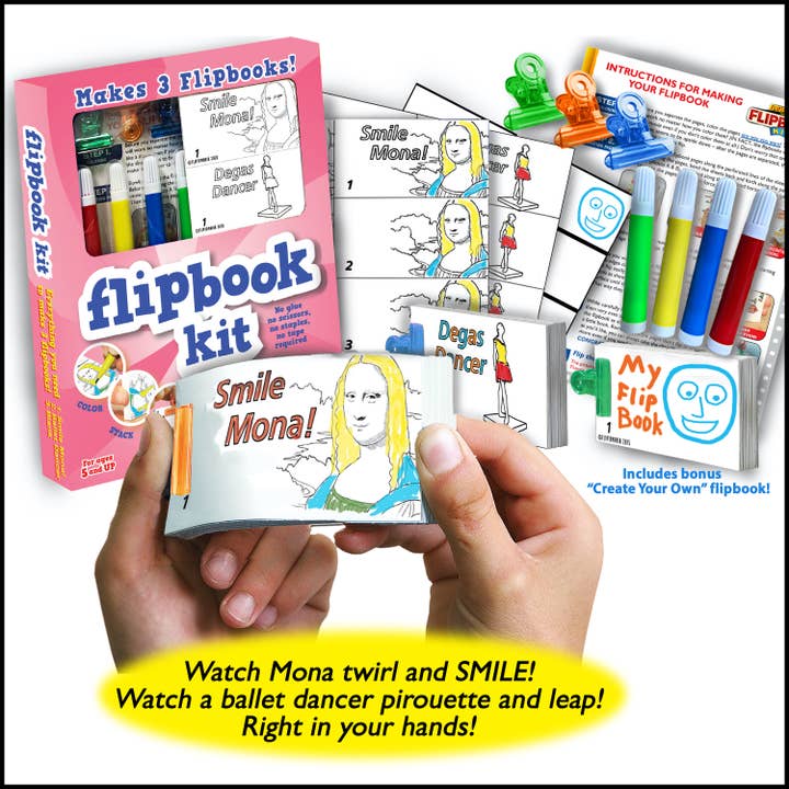 Fliptomania - Wholesale DIY Craft Kit - Kids - Fine Art DIY Animation Flipbook Kit