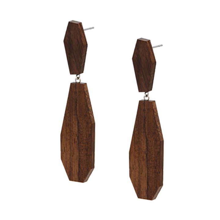 BRANCH JEWELLERY - Wholesale Dangle earrings - Brown wood abstract shaped drop earring0