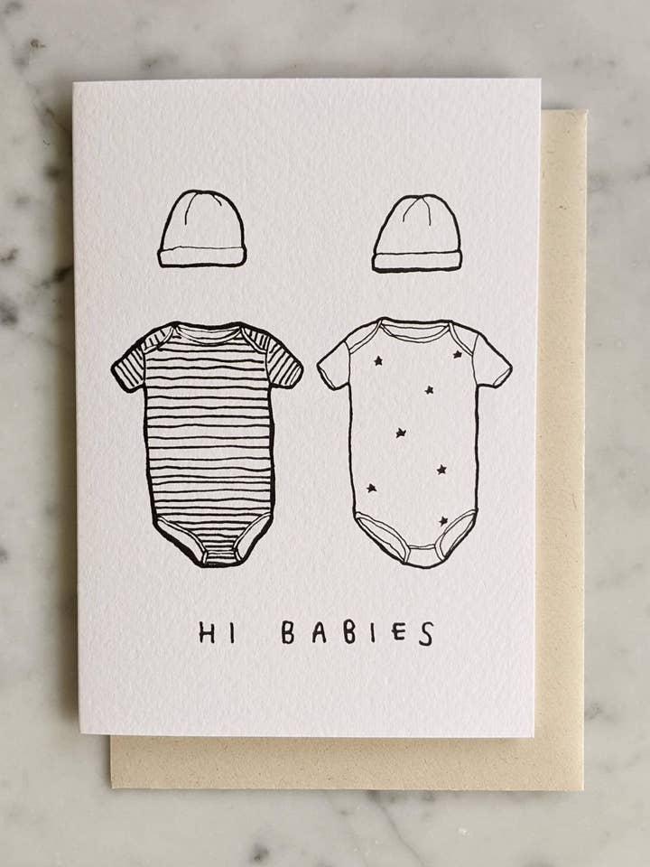 Hi Babies (Twins) Card for wholesale by Madeleine Sywulak US