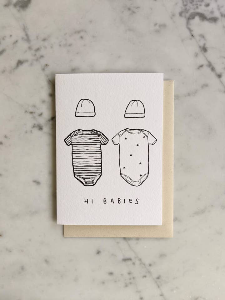 Hi Babies (Twins) Card for wholesale by Madeleine Sywulak US