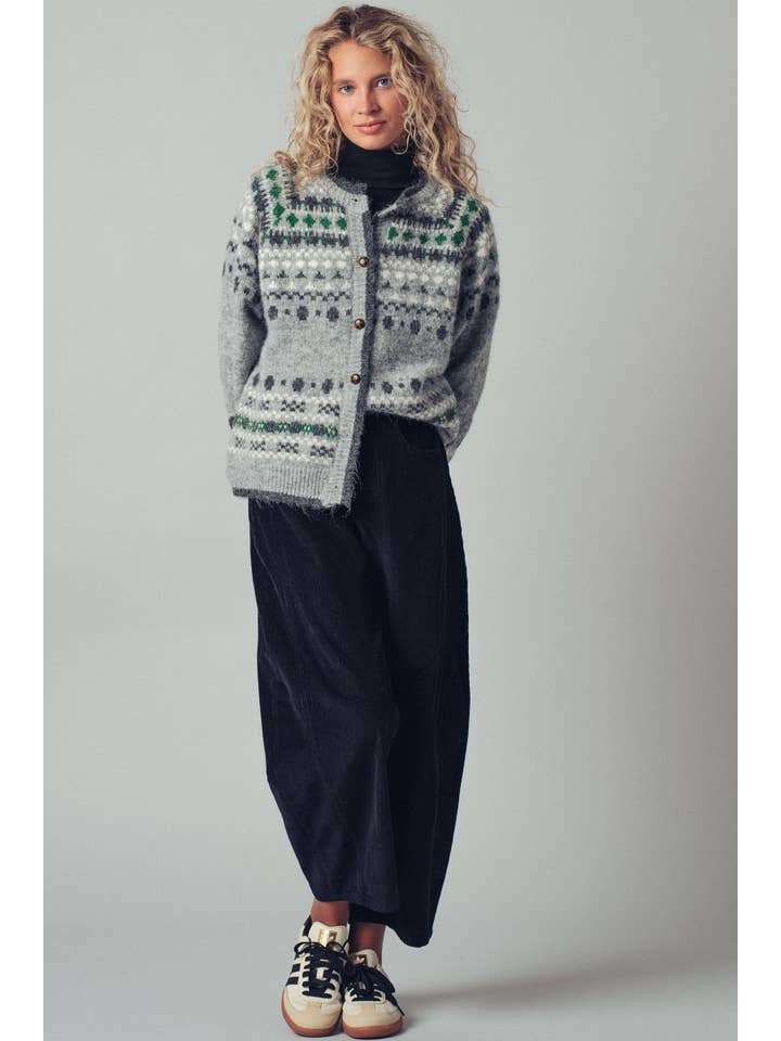 Fashion Week - Wholesale Cardigan - Women's - Nordic Pattern Wool Blend Button Cardigan Sweater9