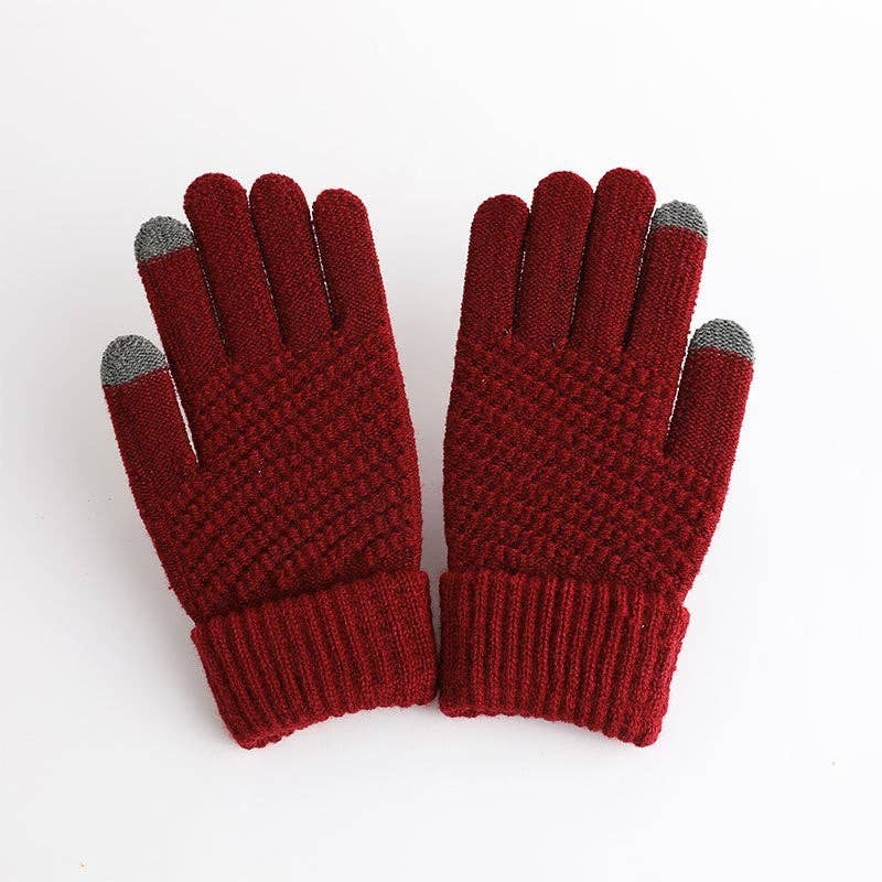 FurDecoration - Wholesale Gloves - Women's - Fashion Touch Screen Jacquard Plus Velvet Gloves2