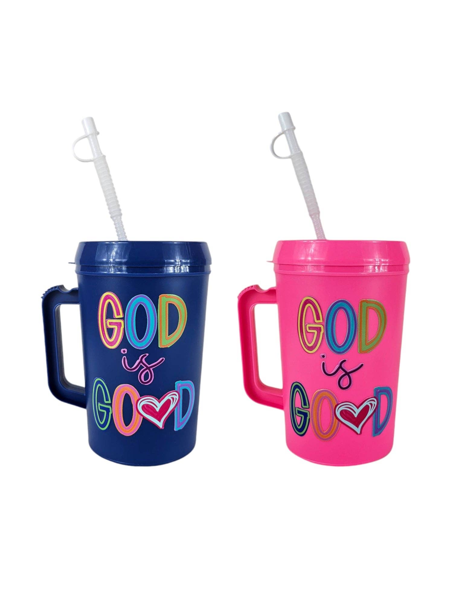 Scratch Decor - Wholesale Insulated Mug/Tumbler - Bright God Is Good Heart Mega Trucker Mug 34oz