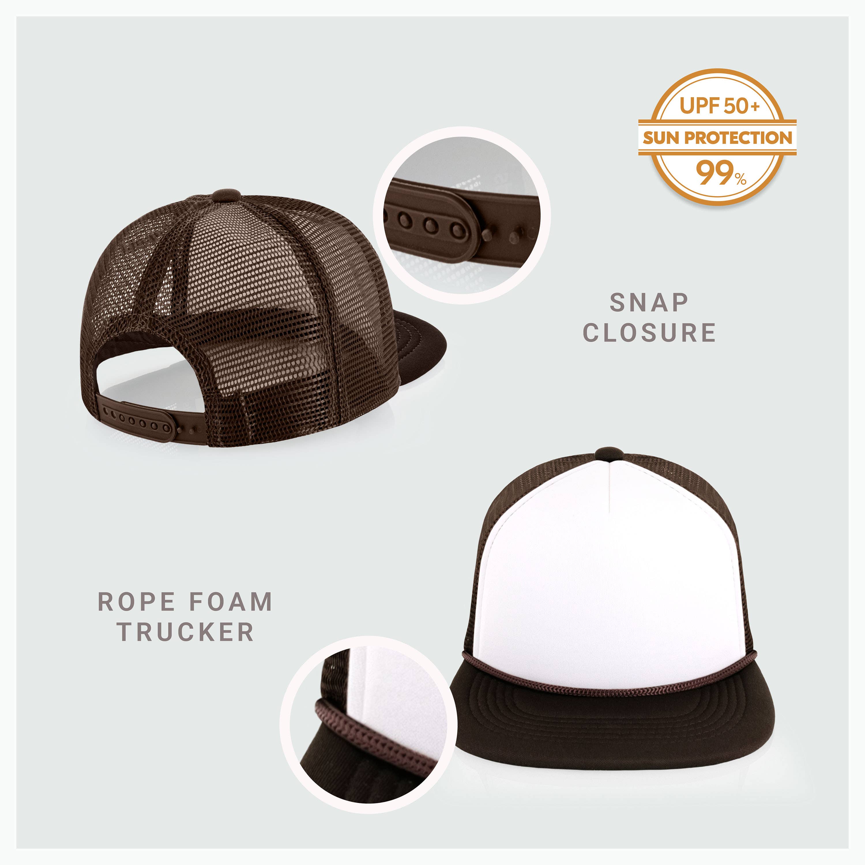 ChoKoLids - Wholesale Trucker Hat - Men's - CHOK.LIDS Plain Two-tone Foam Trucker Flat Bill Cap with Rop47