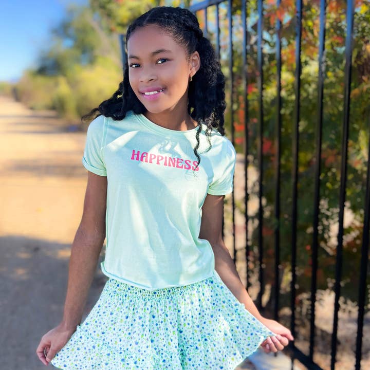 Camiseta Happiness en la parte delantera y trasera para preadolescentes para venta al por mayor de Sweet Soul
