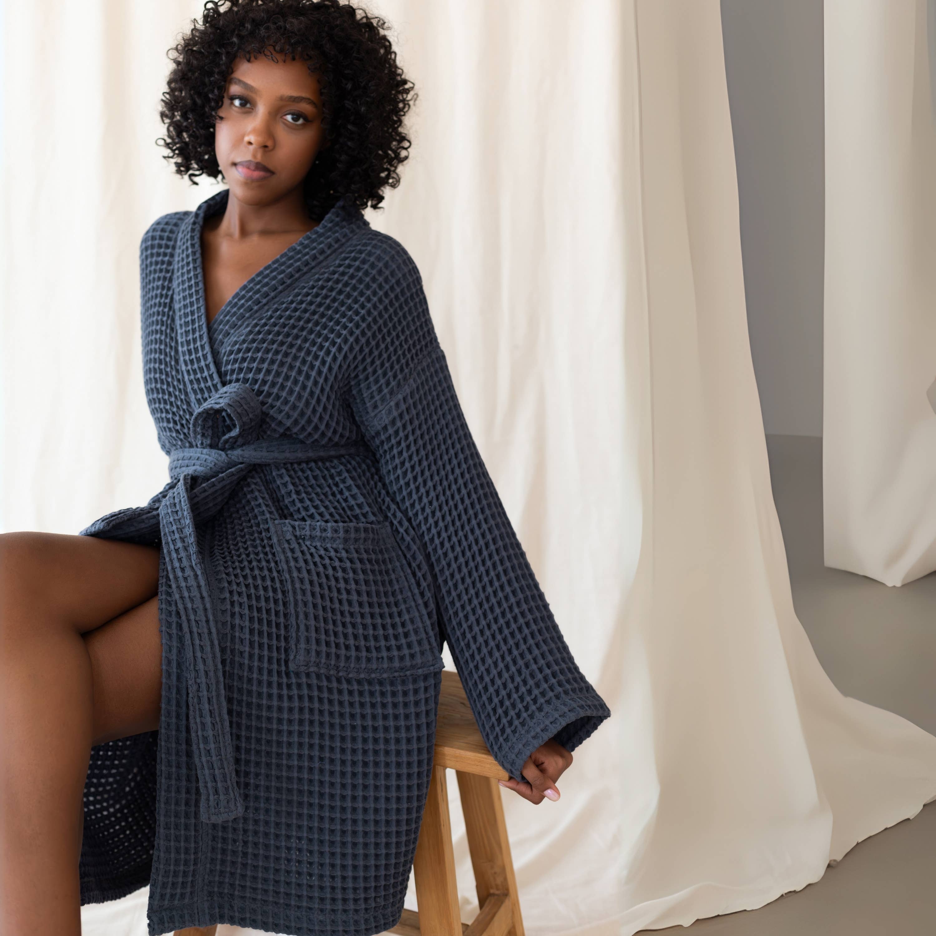 Vivamaison - Wholesale Robe - Unisex - Luxurious Waffle Kimono Bathrobe, 100% Cotton, Unisex Style8