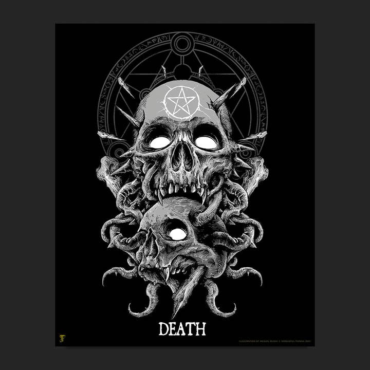 Death Mini 8 x 10 Art Print by artist Megan Mushi for wholesale by Threadful Things