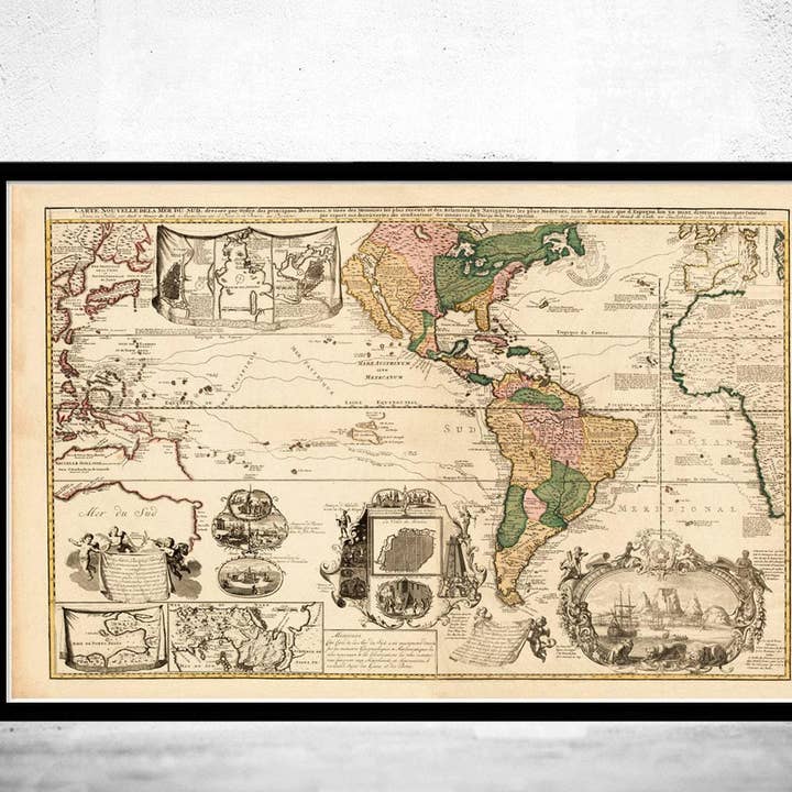 Beautiful World Map Vintage Atlas 1740 Mercator Projection | World Map Gift World Map Print | Vintage World Map | World Map Wall Art for wholesale by OldCityPrints - Old Maps and Posters