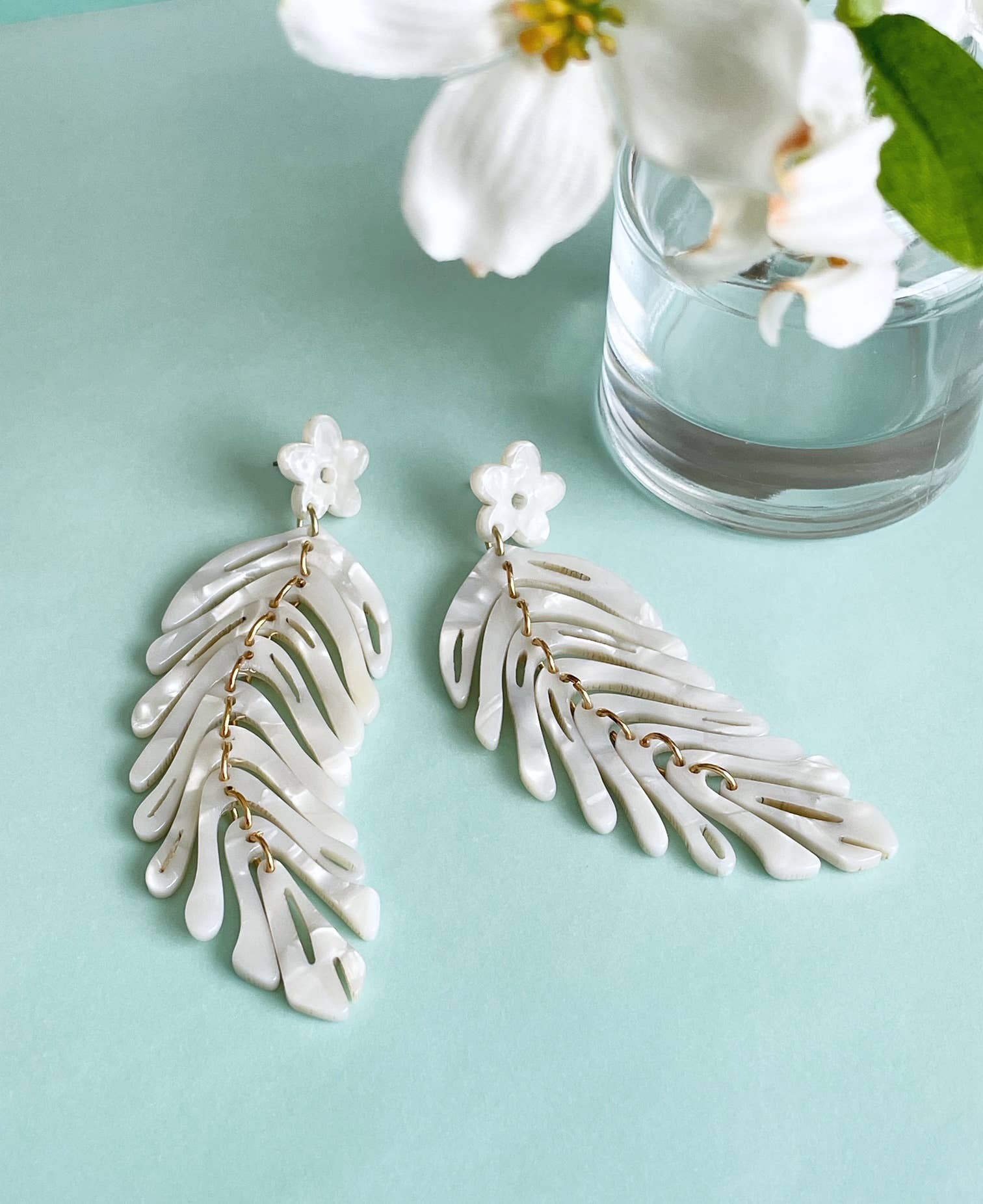 Pearl and Ivy Studio - Wholesale Dangle Earrings - Boho statement dangle earrings - feather frost2