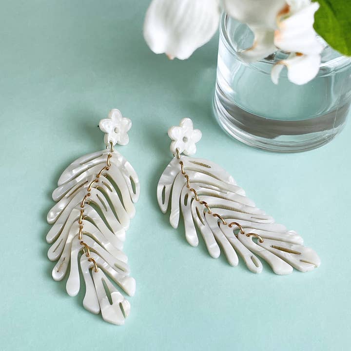 Pearl and Ivy Studio - Wholesale Dangle Earrings - Boho statement dangle earrings - feather frost2