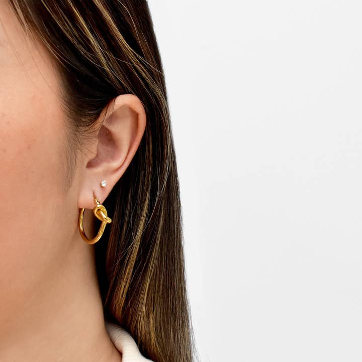 MAI DESIREE - Wholesale Hoop Earrings - HARPER GOLD KNOT HOOP EARRINGS1