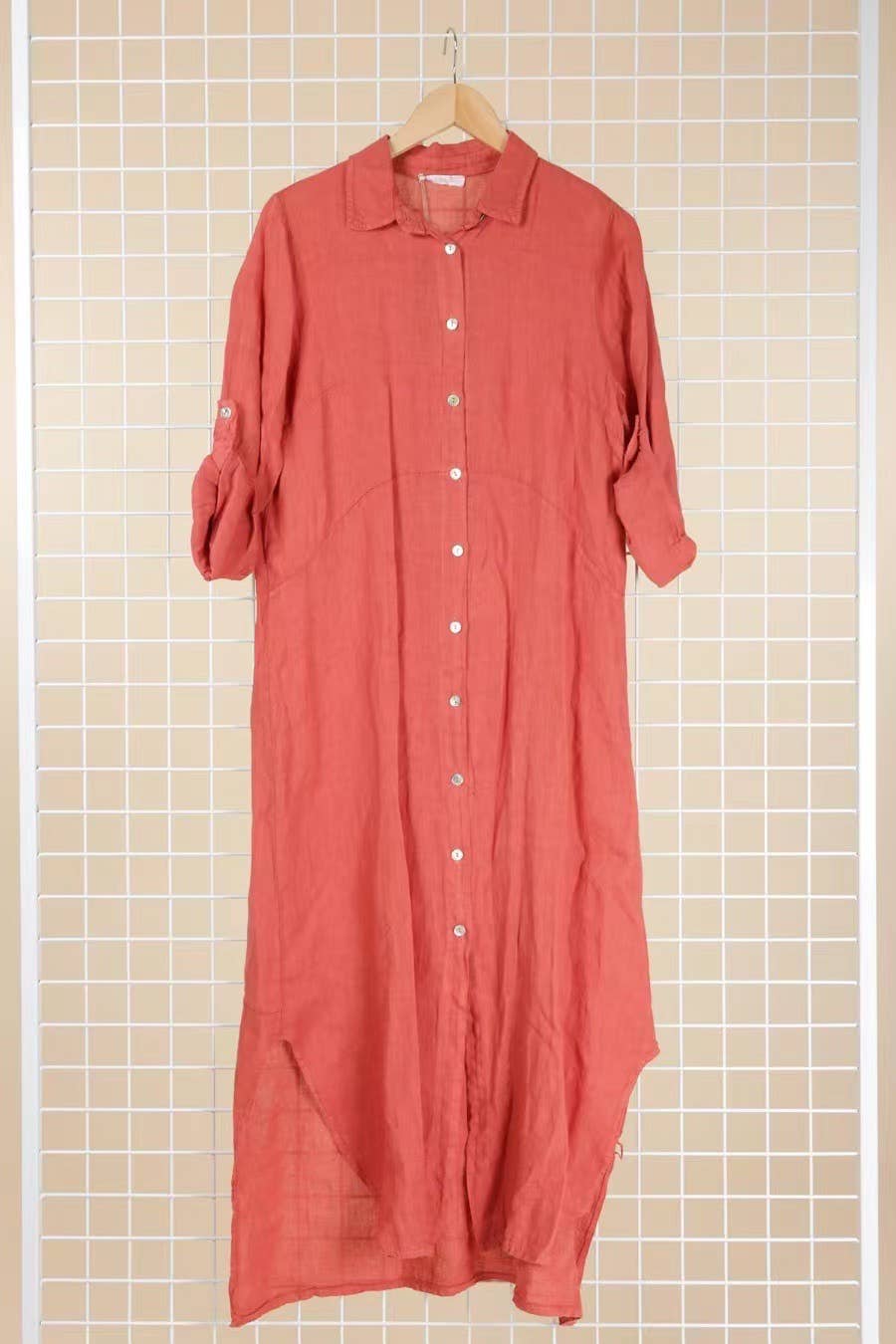 LÉA & LUC - Wholesale Dress - Women's - Long shirt dresses in 100% Linen REF. 148465