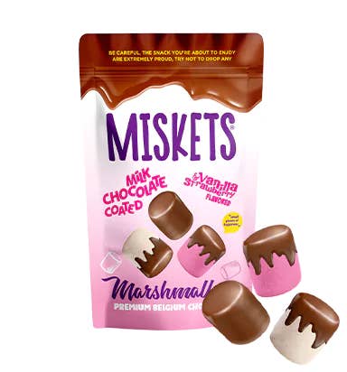 Passion Products Hub - Wholesale Chocolate Covered Sweets - Miskets Marshmallow Milk Chocolate - Belgium Chocolate 80g