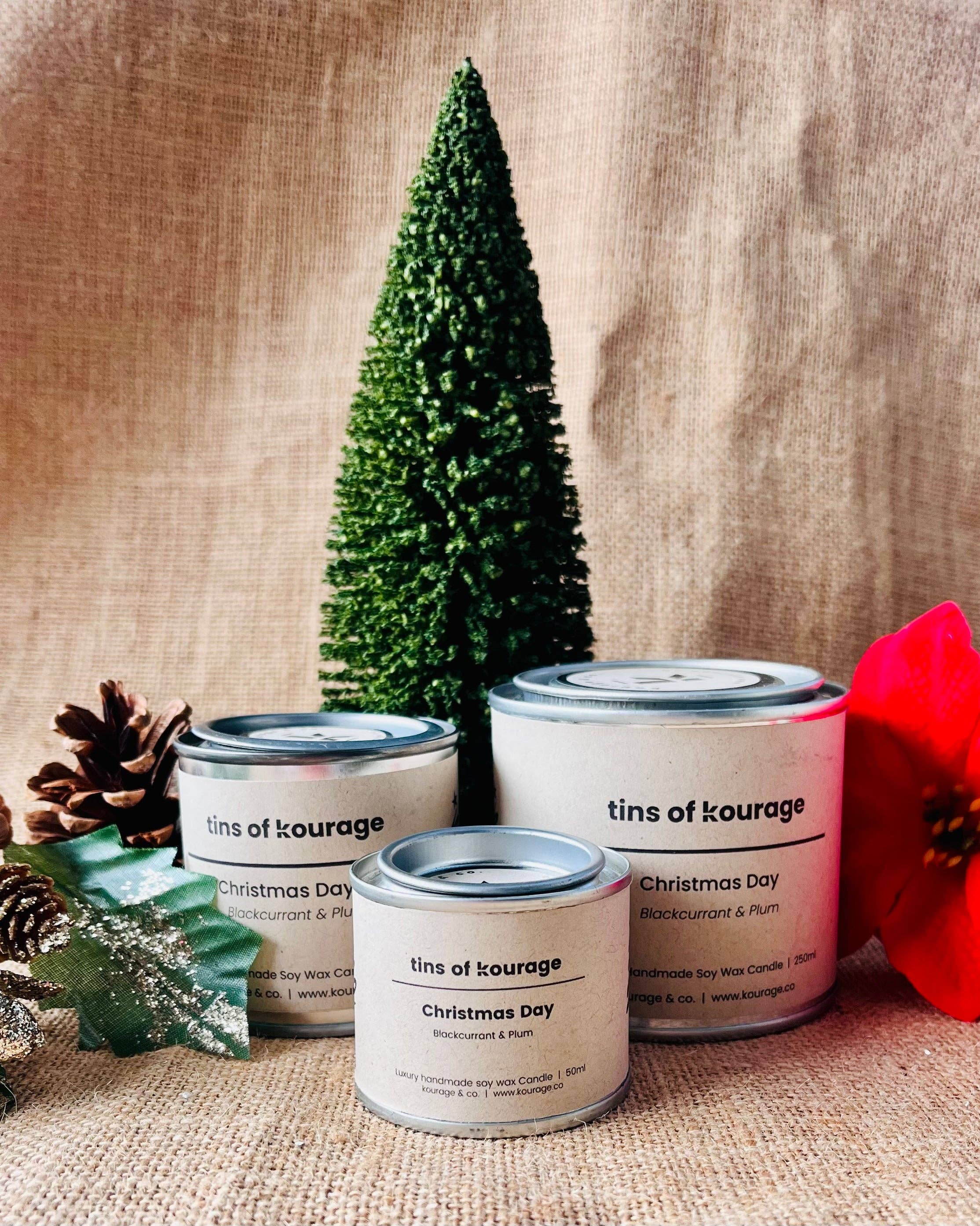 Kourage & co - Wholesale Jar/Filled Candle - Christmas Day Soy Wax Candle | Scented Paint Tin Candles4