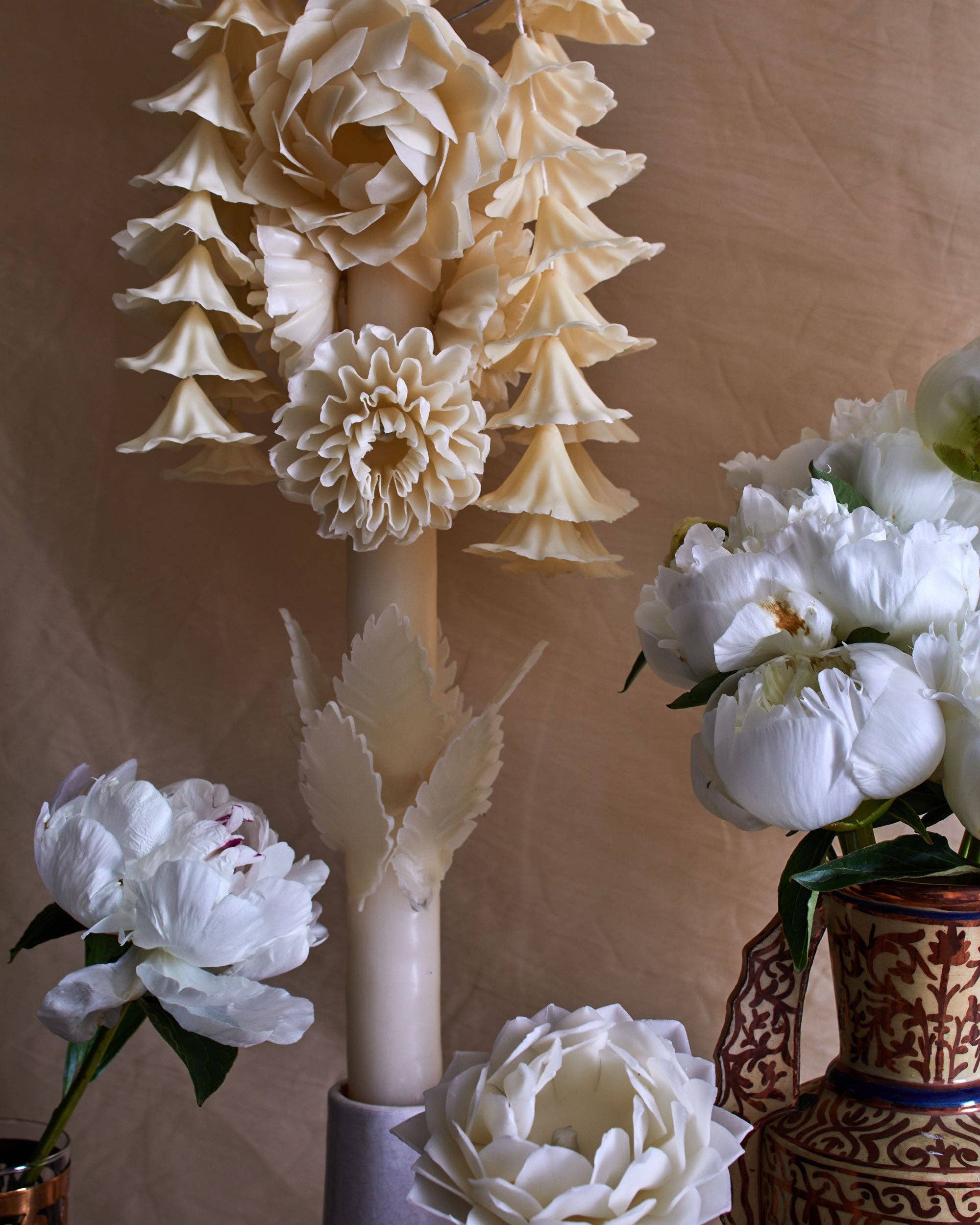 El Shoppo - Wholesale Tapered Candle/Candlestick - White Flower Candle4