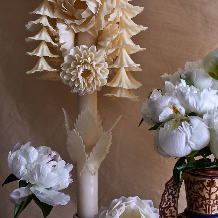 El Shoppo - Wholesale Tapered Candle/Candlestick - White Flower Candle4