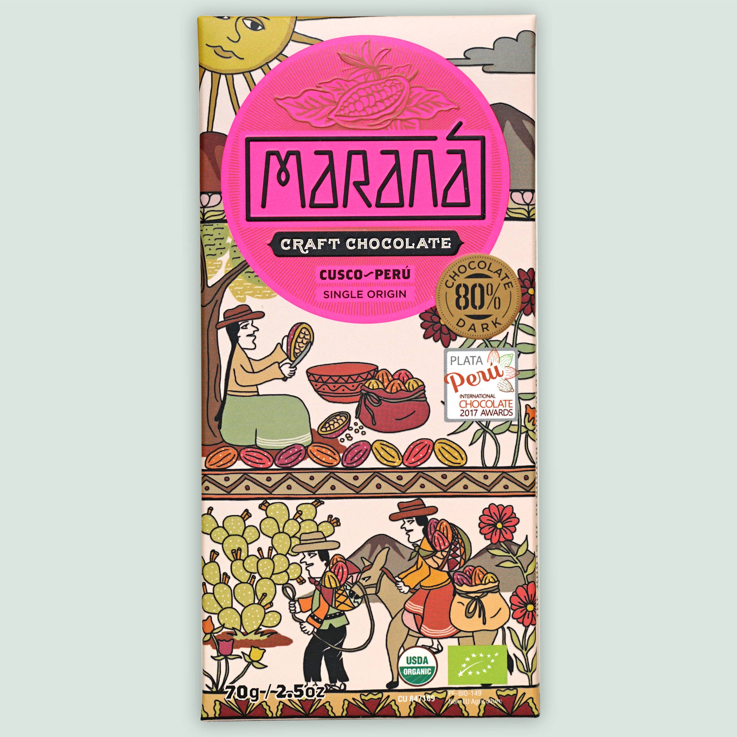 Bar & Cocoa Chocolate - Wholesale Chocolate Bar - Marana Dark Chocolate Cusco Bar 80% (Peruvian Chocolate)0