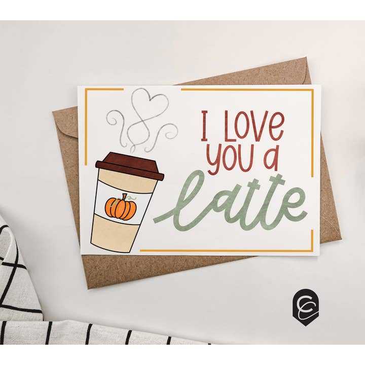Love You Latte Card for wholesale by Curiously Cursive