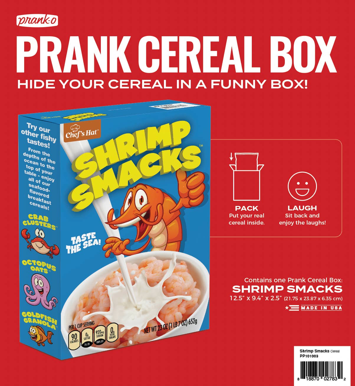 Prank-O - Wholesale Gag Gift/Novelty Gift - Shrimp Smacks Prank Cereal Gift Box