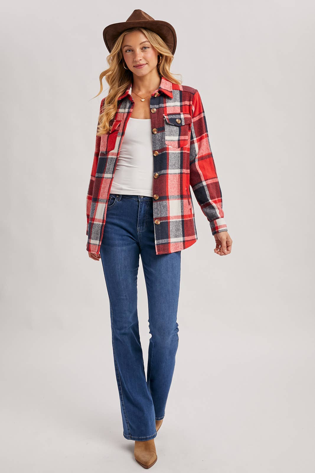 Bluivy - Wholesale Shirt Jacket/Shacket - Women's - FLANNEL PLAID SHACKET WITH POCKETS29