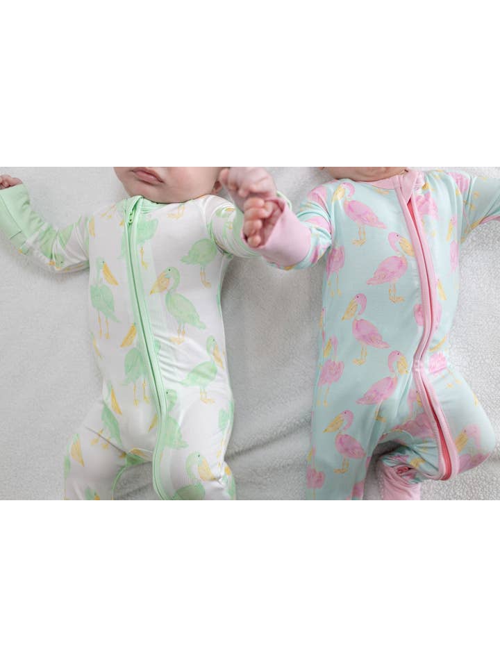 Sweet Bay Clothing – Macacão - Bebé por atacado – Onesie com fecho de correr Pelicano Rosa1