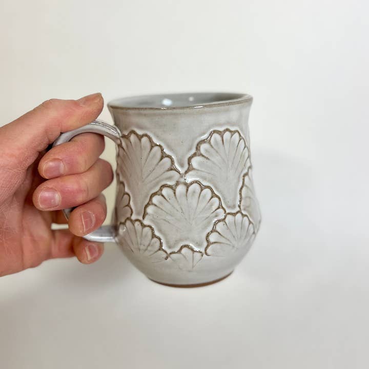 KF Stoneware - Wholesale Coffee Mug - Handcrafted Scalloped Ceramic Mug - 18 oz
