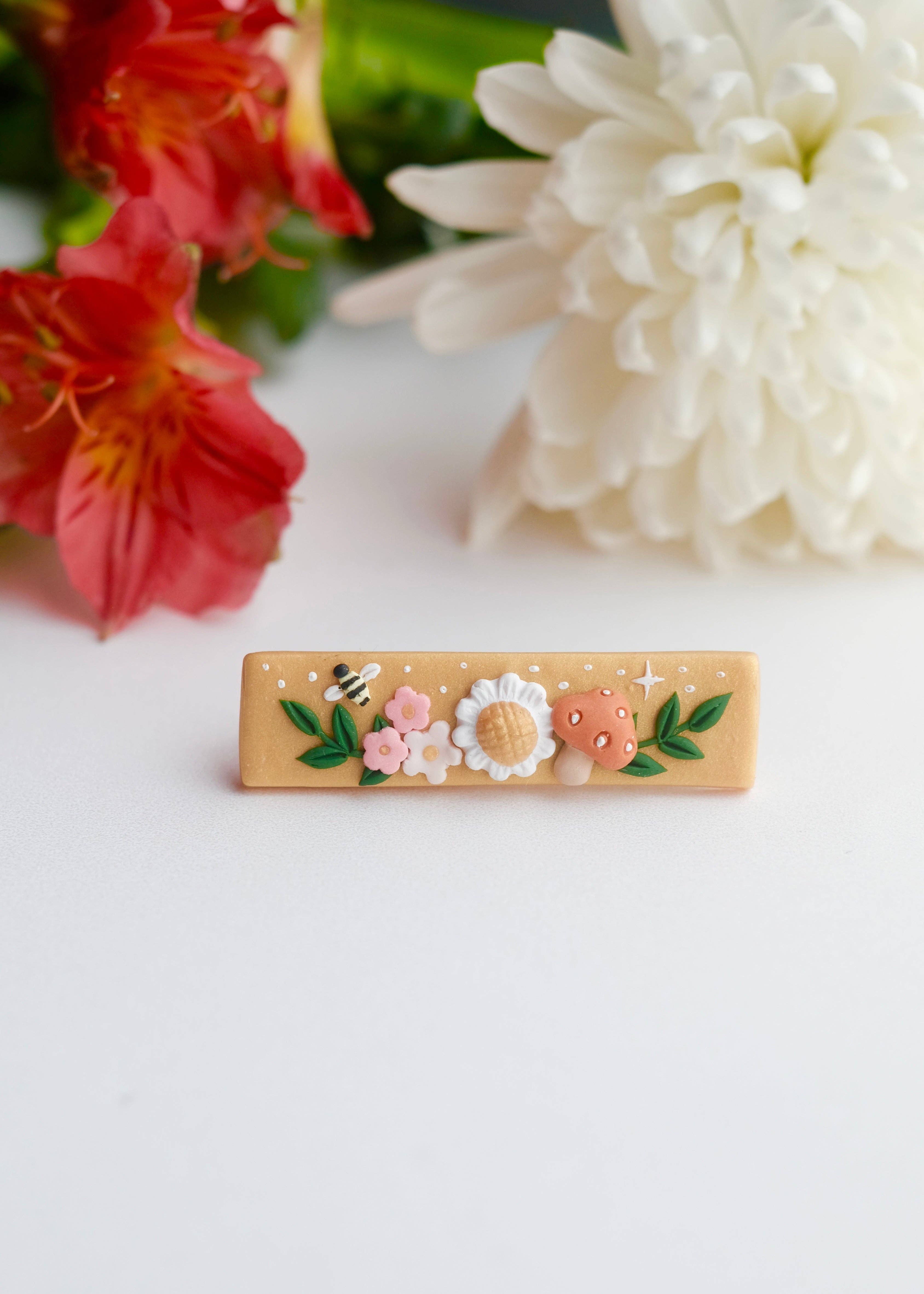Valley + Vetiver - Wholesale Hair Clip - Women's - Whimsical Bee Bug Flower Clay Hair Clip