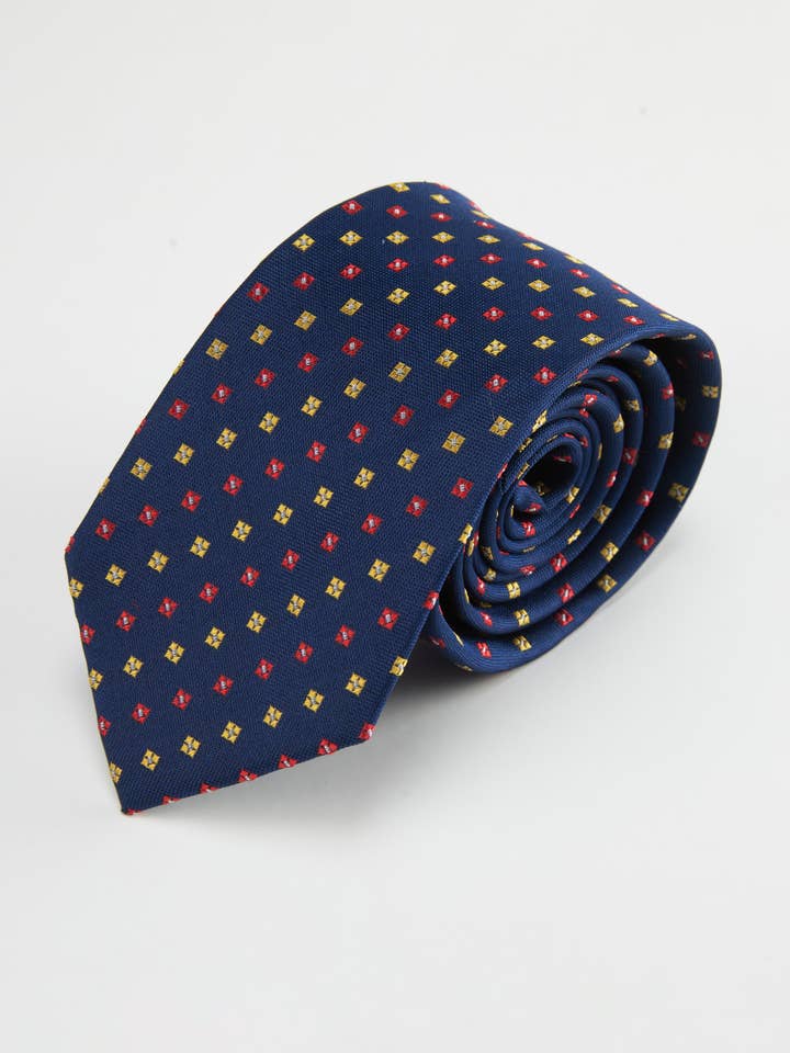 Diamond Blossom Navy Silk Tie for wholesale by Knottery & Co.