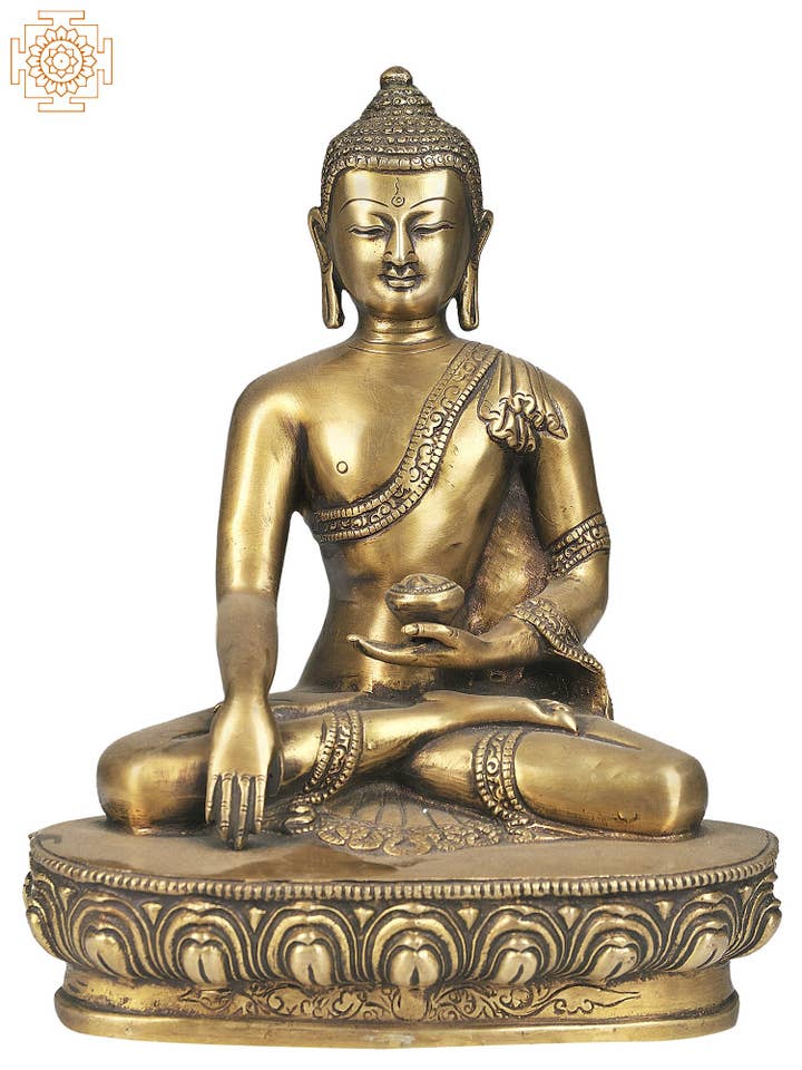 9" Lord Buddha | Handmade | Brass Sculpture for wholesale by Exotic India Art