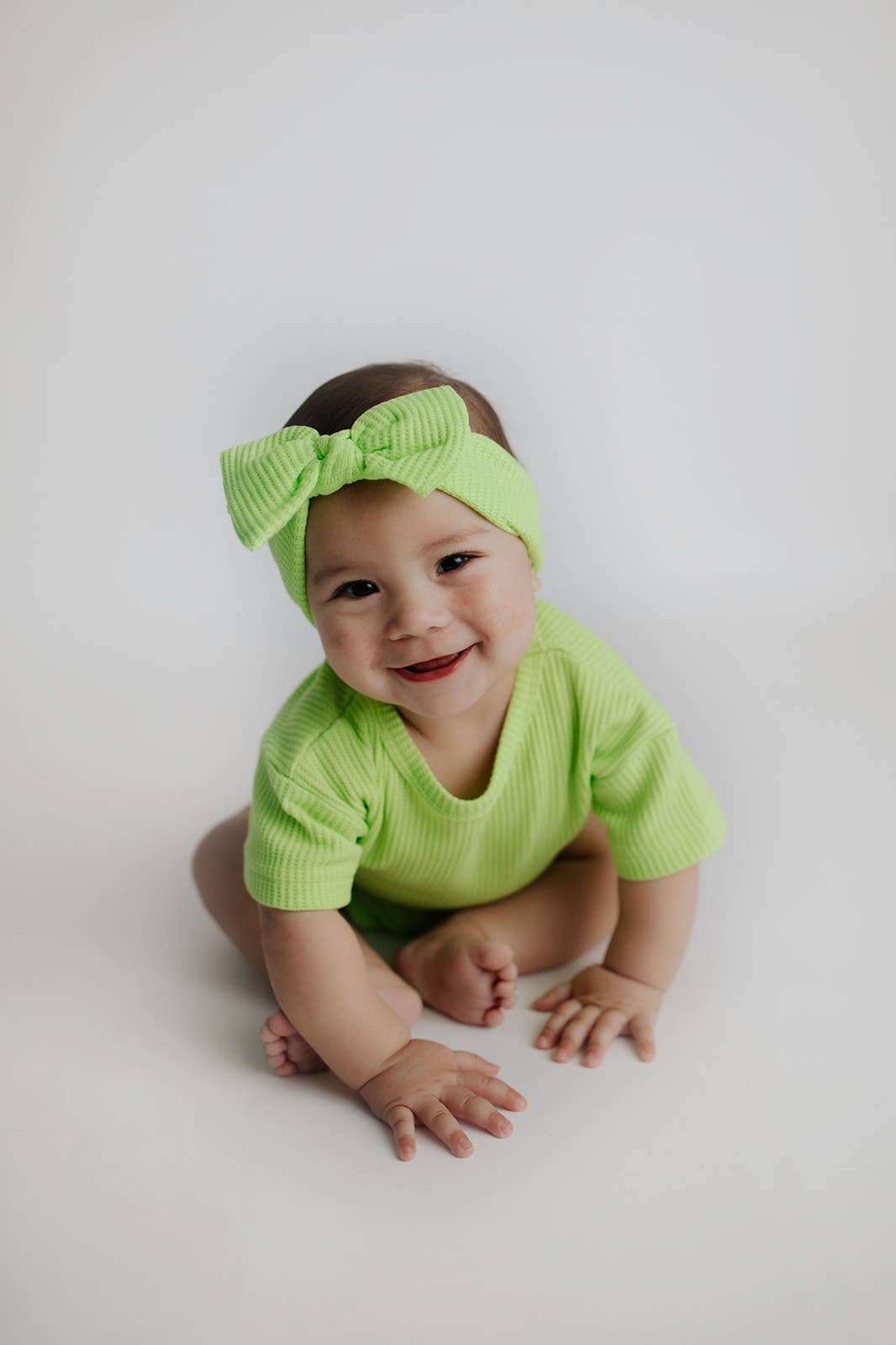 Three Little Tots – wholesale Top & short set – Kids – Lime Green Summer Waffle Toddler Top & Bottom Set24