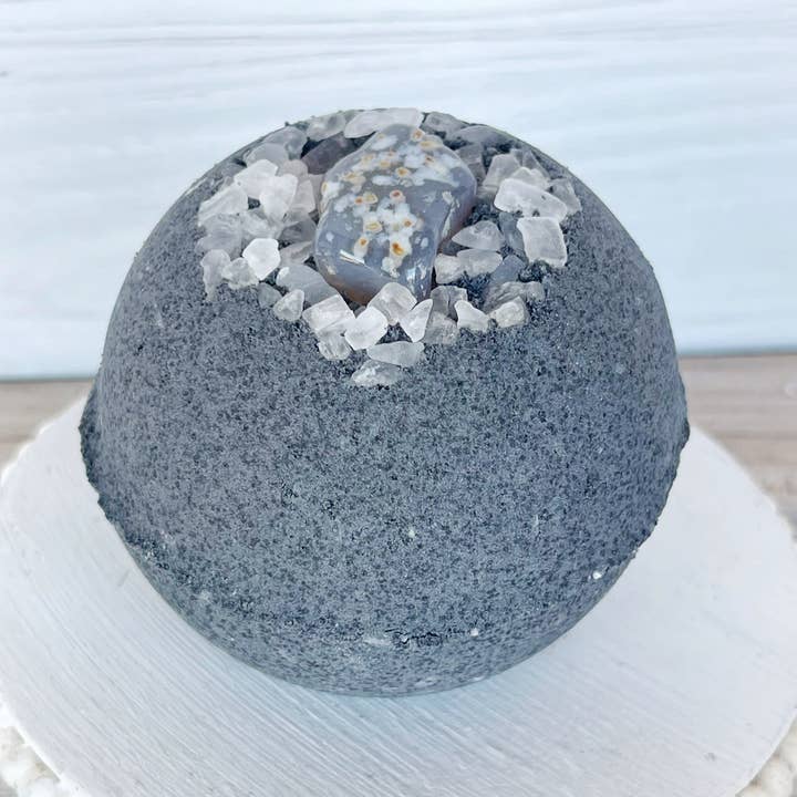 Rage Gems & Jewelry - Wholesale Bath Bomb/Fizz - Activated Charcoal, Agate & Coarse Sea Salt Bath Bomb