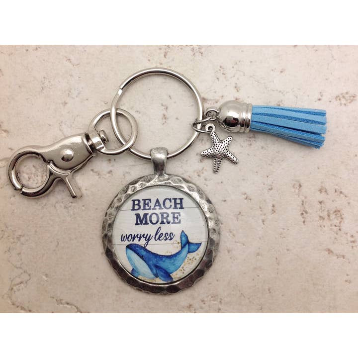 KEY53 - Beach More Worry Less Keychain for wholesale by Urban Charm