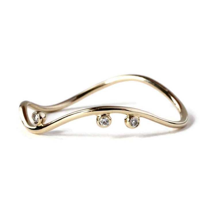 Grossist smal vågformad diamantsring -R948YG för wholesale av Linn.