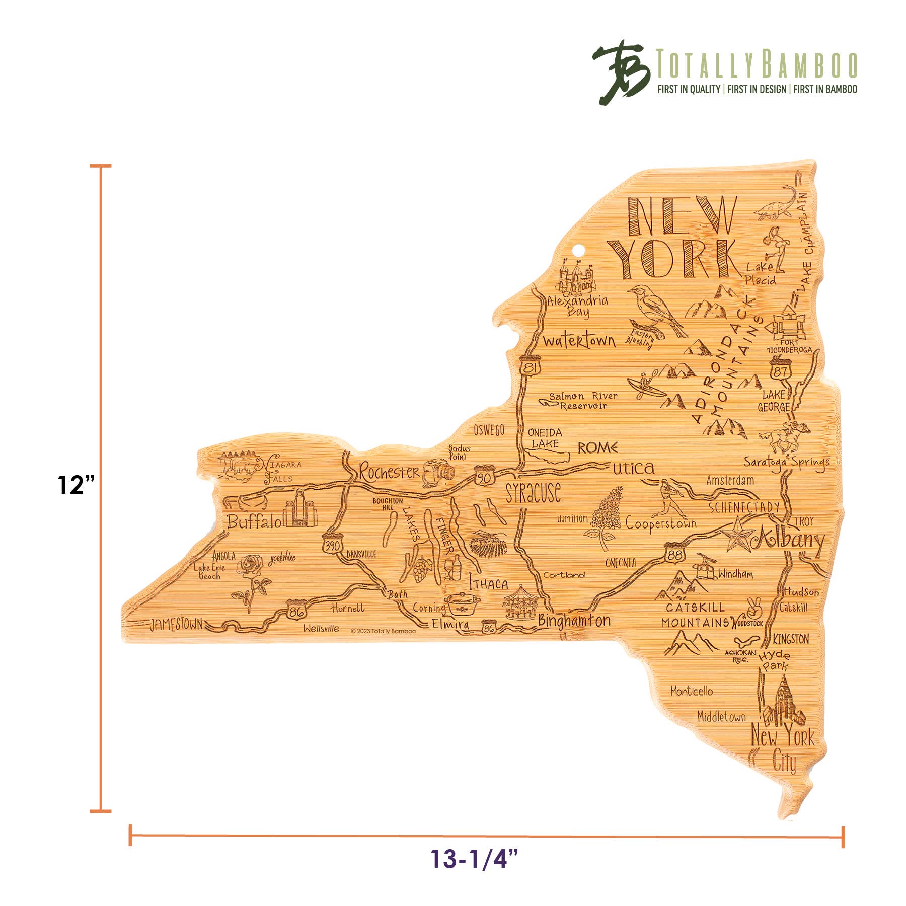 Totally Bamboo - Wholesale Cheese Board - Destination New York Cutting Board with Engraved Artwork5