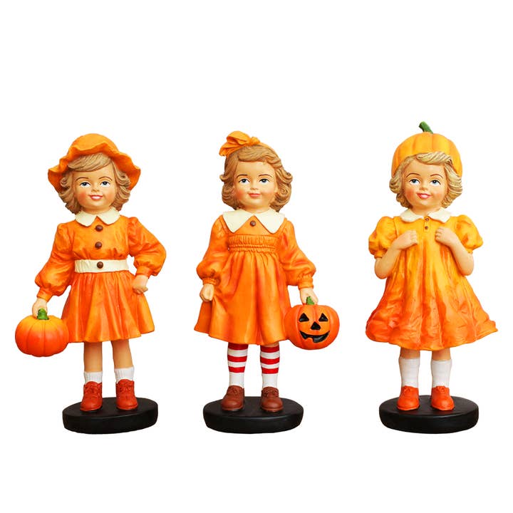 OrnamentallyYou - Wholesale Decorative Figurine - Inviting Pumpkin Girl Trio Set of Figurines