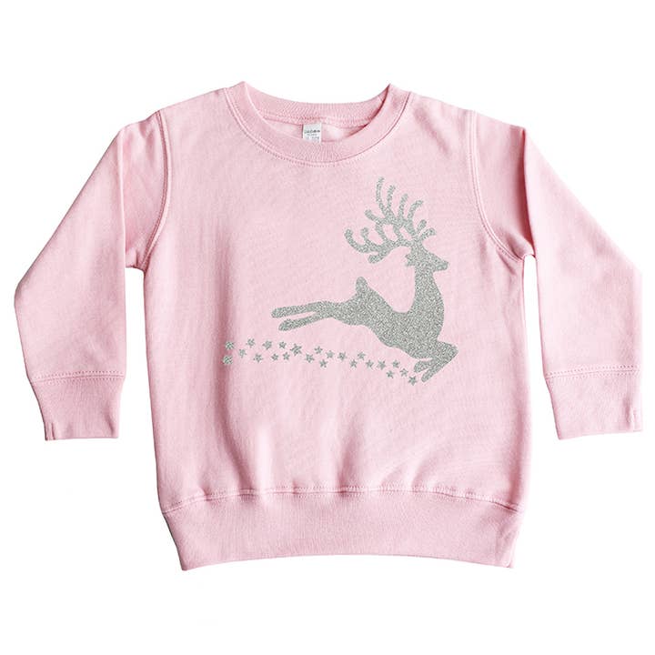 Felpa con renna argentata per la vendita all'ingrosso da parte di Sparkle Sisters by Couture Clips