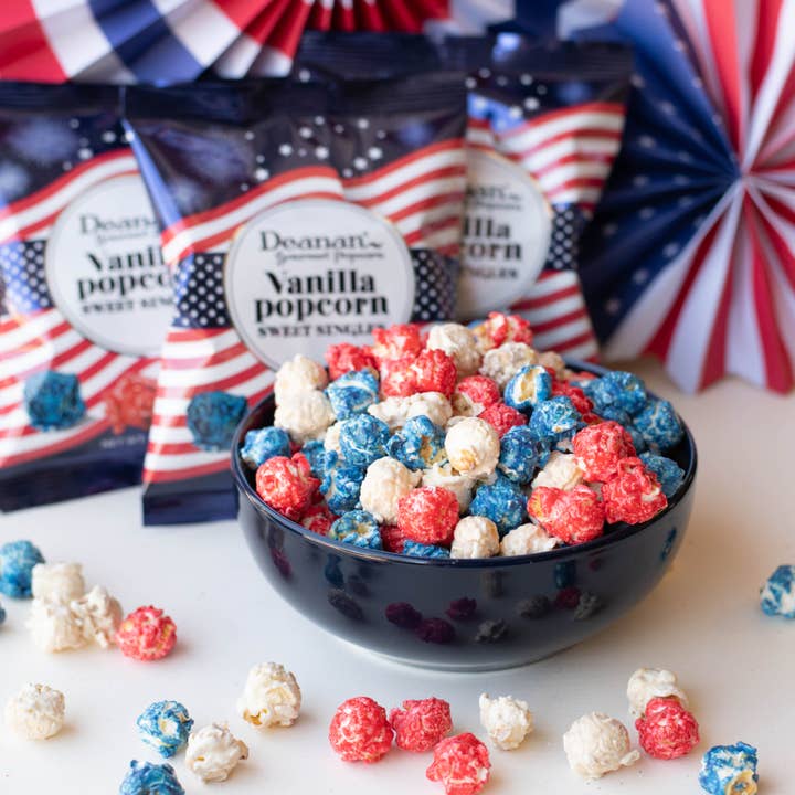 Deanan Gourmet Popcorn - Wholesale Popcorn - Patriotic - "Sweet Singles" - 100 Count