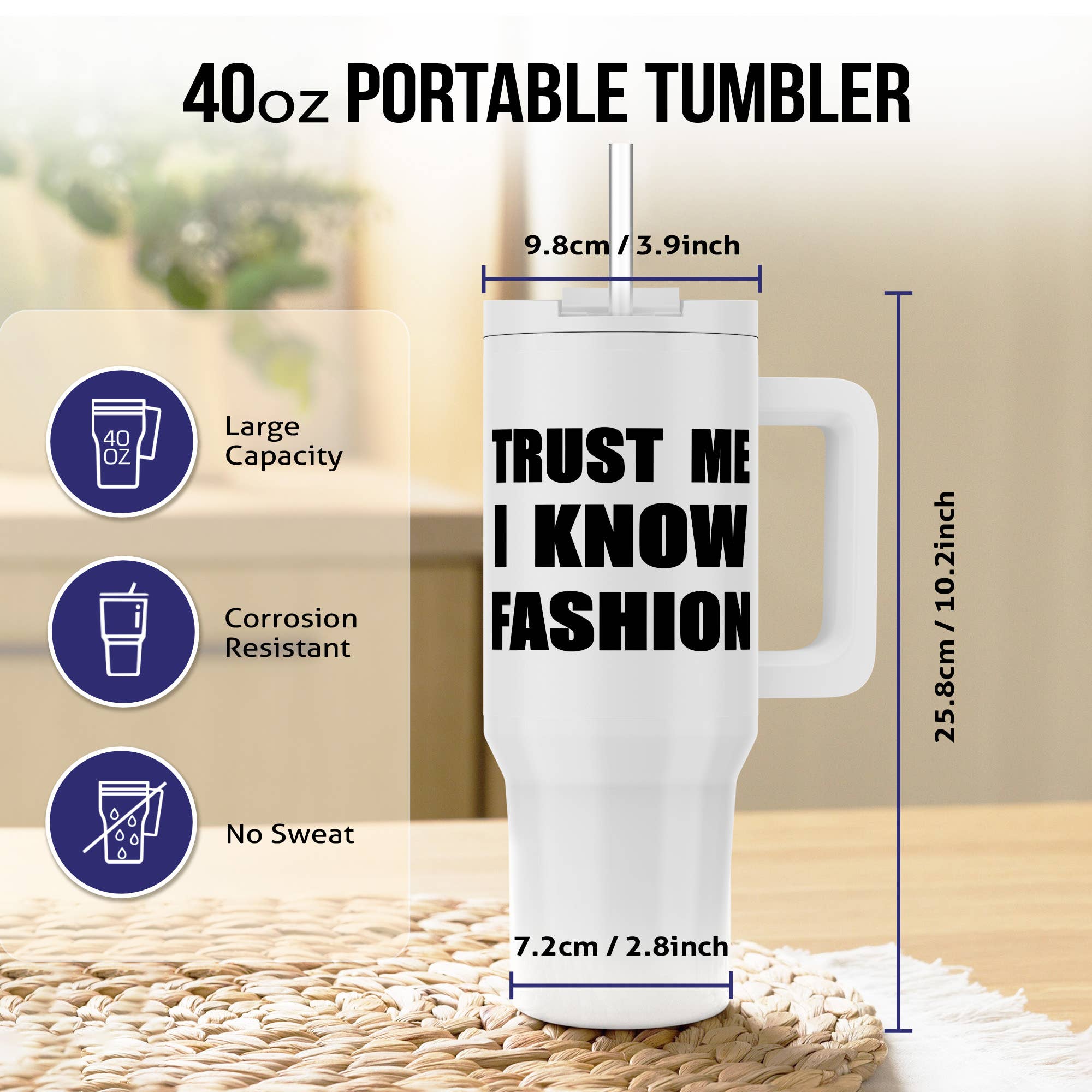 3dRose - Venta al por mayor Vaso termo - 3dRose, Confía en mí, sé de moda - humor divertido de fashionista y diseñador - gracioso, Vaso térmico6