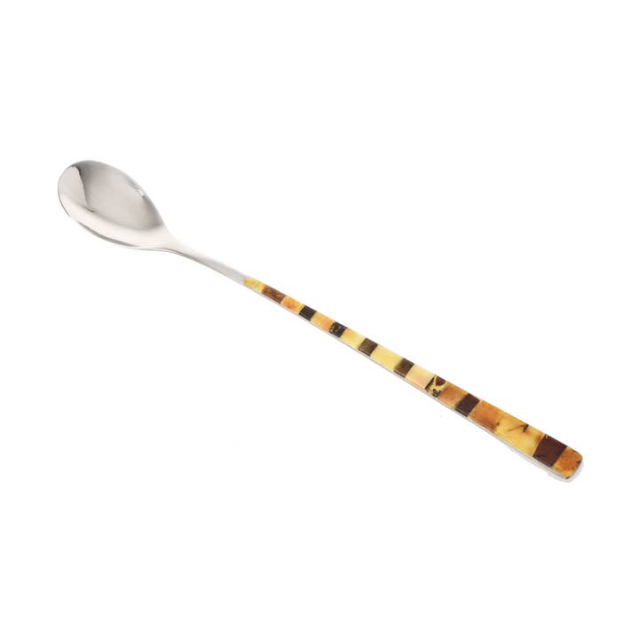 Cucchiaio da cappuccino in ambra decorato per la vendita all'ingrosso da parte di The Natural Amber