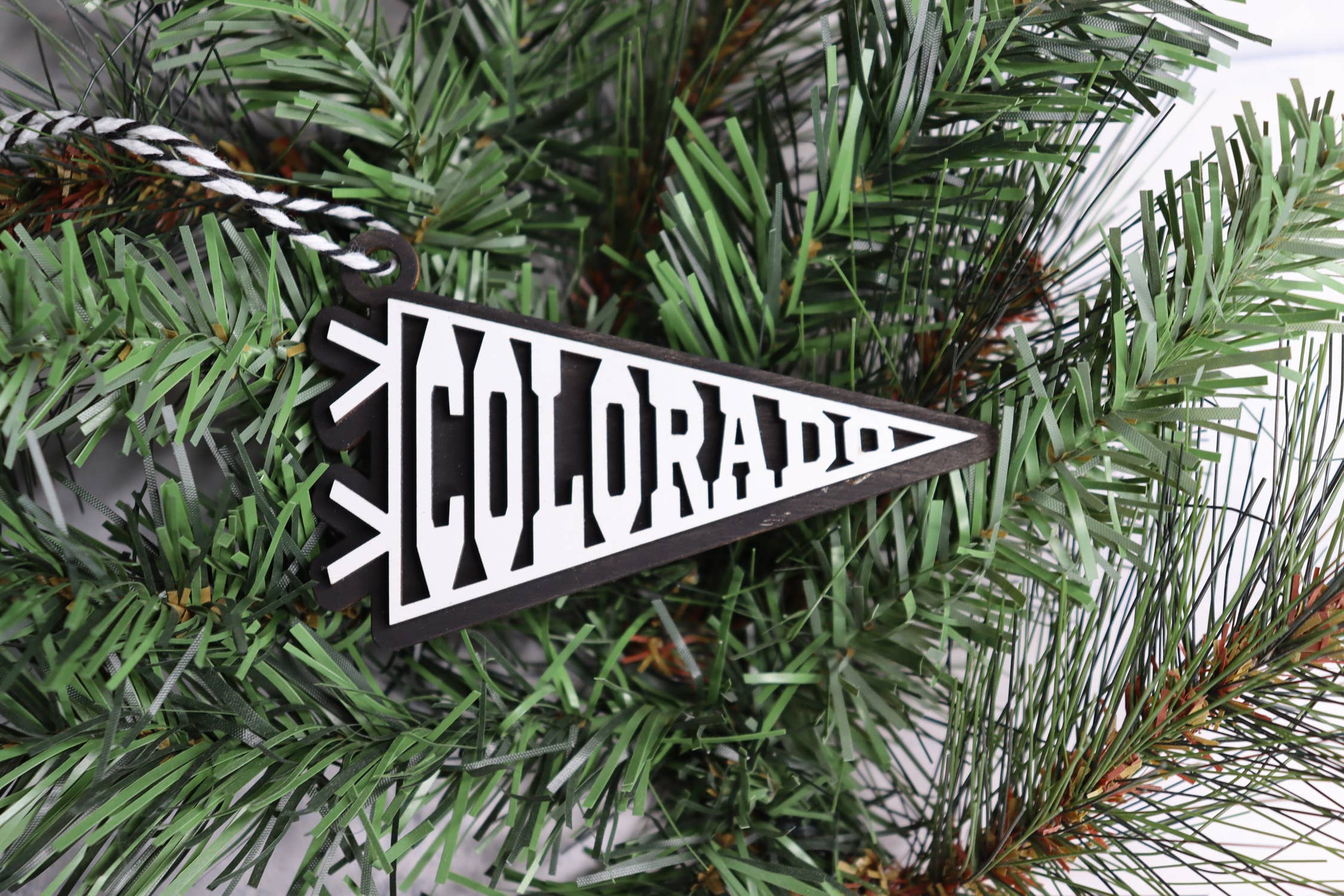 The Trendy Traveler - Wholesale Ornament - Colorado Pennant Layered Wood Christmas Ornament0