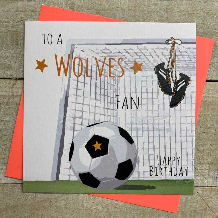 White Cotton Cards – wholesale Birthday card – Wolves - Footy stars Net (Ffn66)