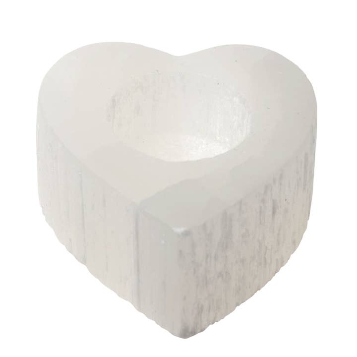 Large Heart Selenite Tealight Candle Holder for wholesale by Benjamin International
